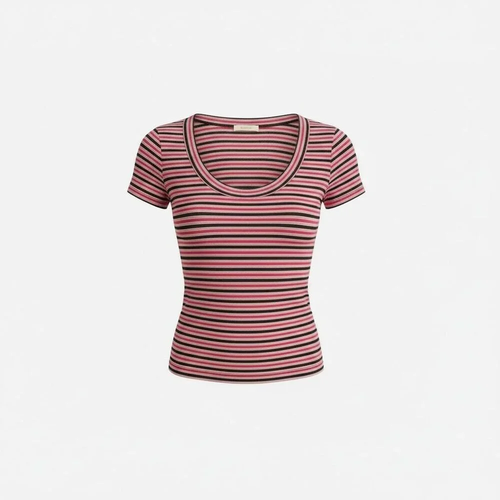 Madewell Striped Scoop Neck Tee | Short Sleeve | Size L - Picture 3 of 6